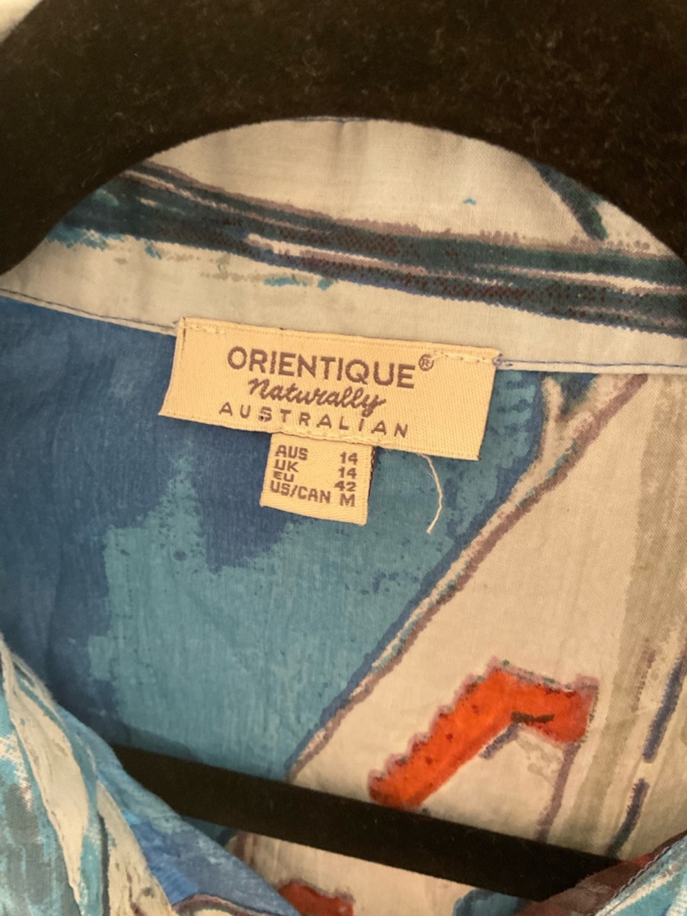 Abstract Scenic Button-Down Shirt - Blue Greece Italy Europe 21.5. By 28 inch - Picture 2 of 7
